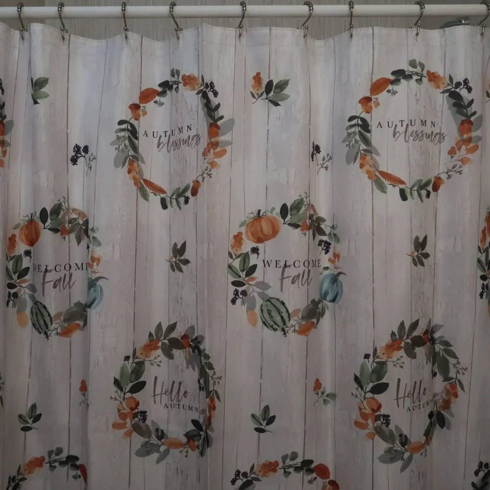 Nature's Bounty Welcome Fall Fabric Shower Curtain